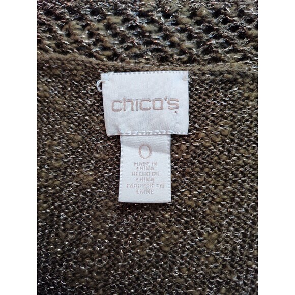 Women's Chico's Cowl Neck Shimmer Three Quarter Sleeve Sweater Small Olive Green - Picture 6 of 7